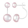 Splendid Pearls Double Freshwater Pearl Earrings Set In Sterling Silver sold by Ruumur