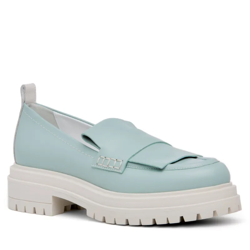 Federica Sky Blue Leather Loafer sold by Ruumur