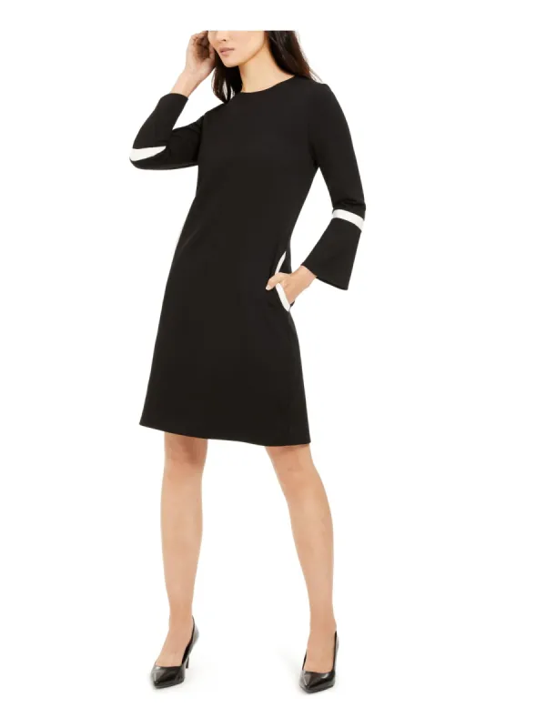Anne Klein Women's a-Line Bell Sleeves Wear to Work Dress Black Size XXS sold by Ruumur