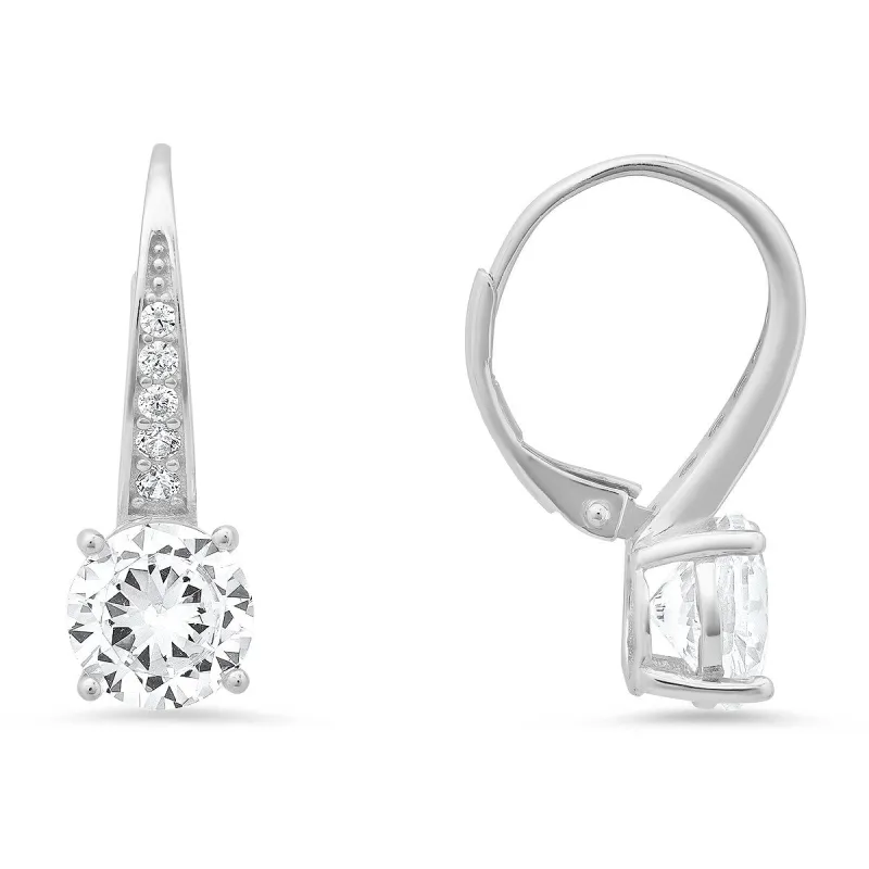 Sterling Silver Graduating CZ Leverback Earrings sold by Ruumur