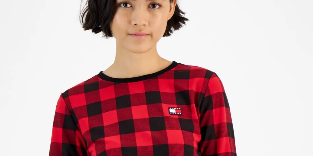 Tommy Jeans Women's Buffalo Plaid French Terry Sweatshirt Red Size X-Large sold by Ruumur product image thumbnail 2