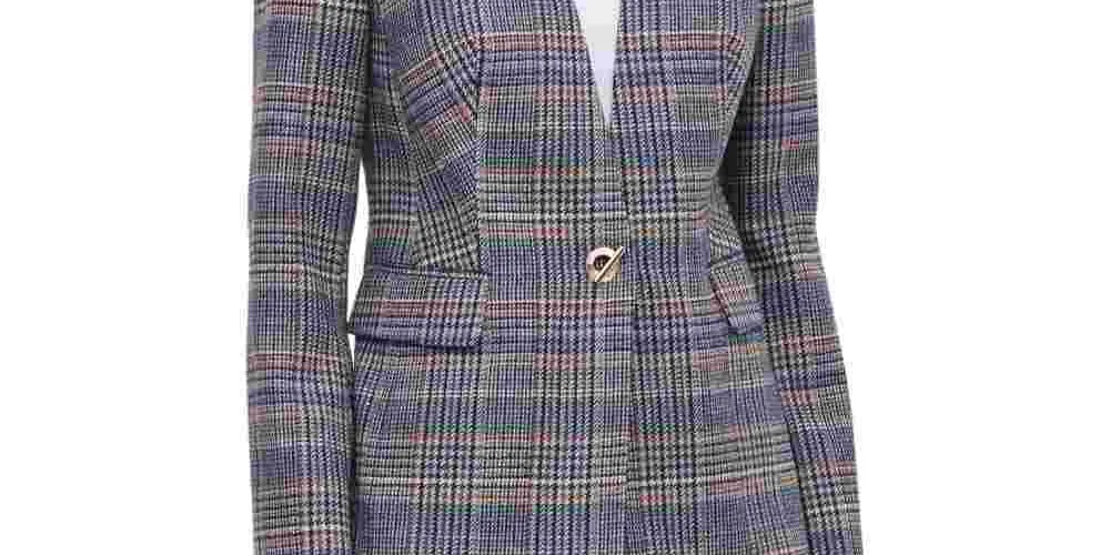 Calvin Klein Women's Plaid Tweed Blazer Brown Size 4 sold by Ruumur product image thumbnail 3