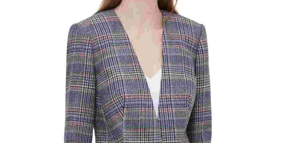 Calvin Klein Women's Plaid Tweed Blazer Brown Size 4 sold by Ruumur product image thumbnail 2