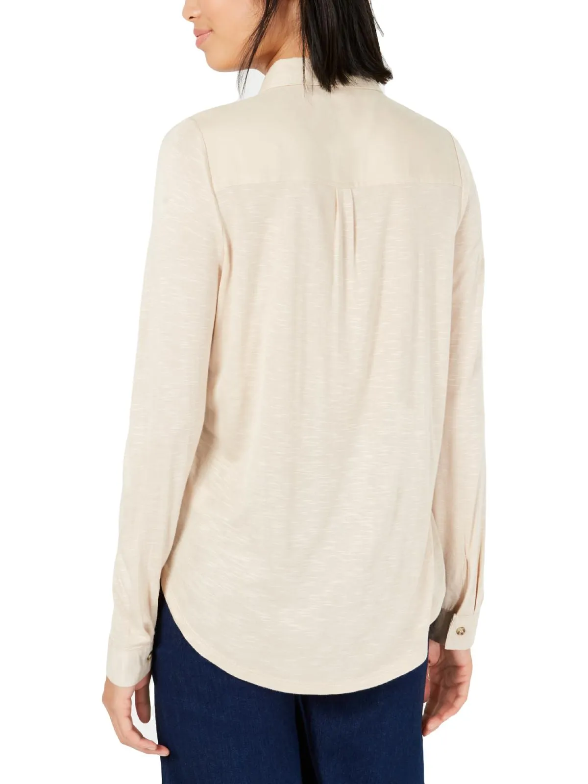 Ultra Flirt Women's Chest Pockets Buttoned Cuffs Button-Down Top Tan Size XS sold by Ruumur product image thumbnail 2