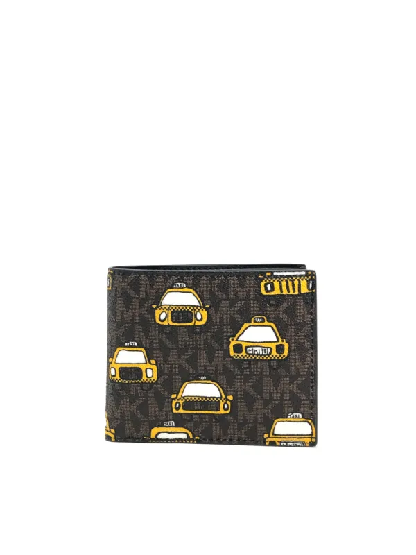 Michael Kors Women's Brown & Taxi Yellow Cooper Billfold Wallet sold by Ruumur