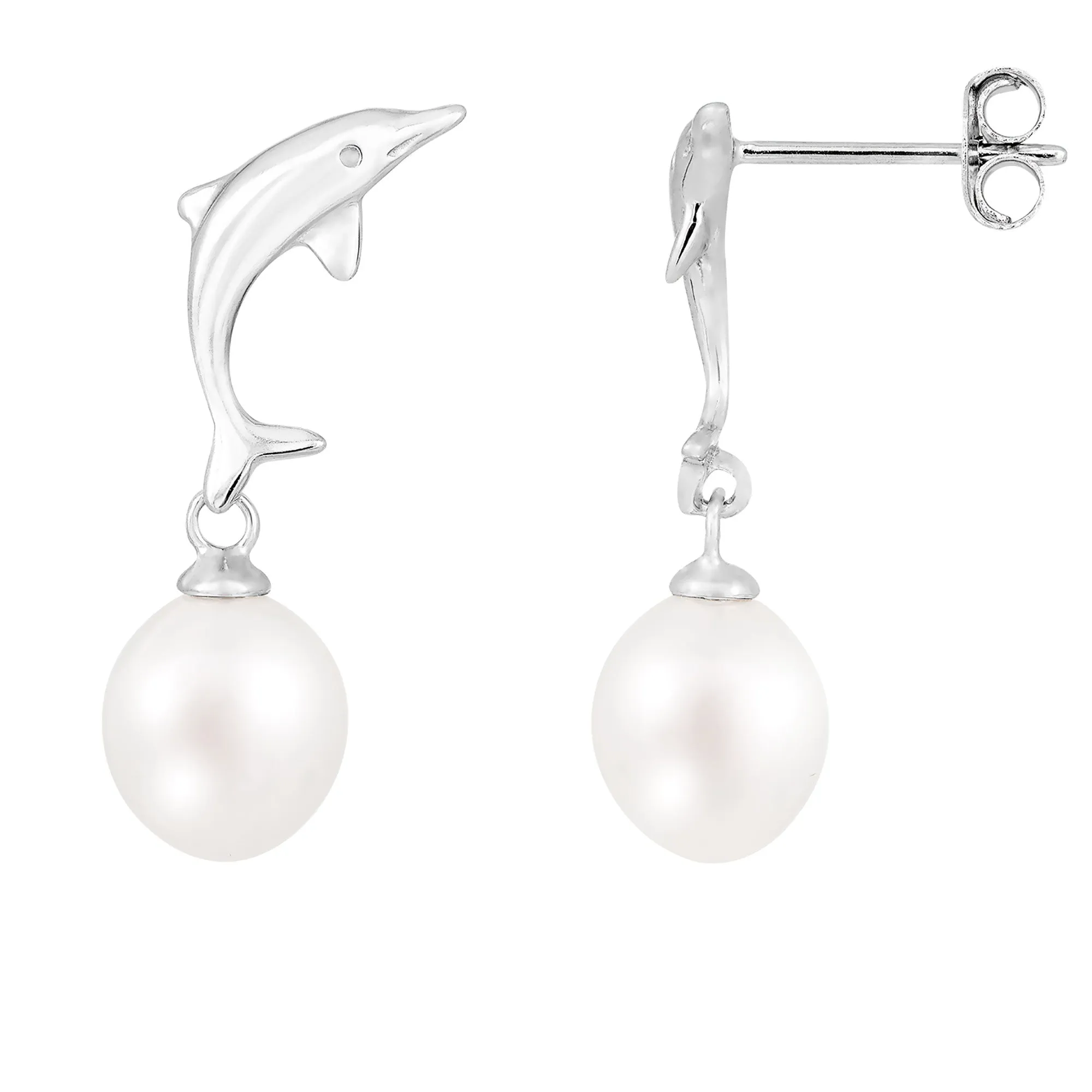 Splendid Pearls Sterling Silver Pearl Earrings ESR-424 sold by Ruumur