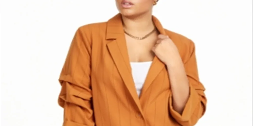 Danielle Bernstein Women's Plus Pinstripe Two Button Blazer Golden Size 2X sold by Ruumur product image thumbnail 2