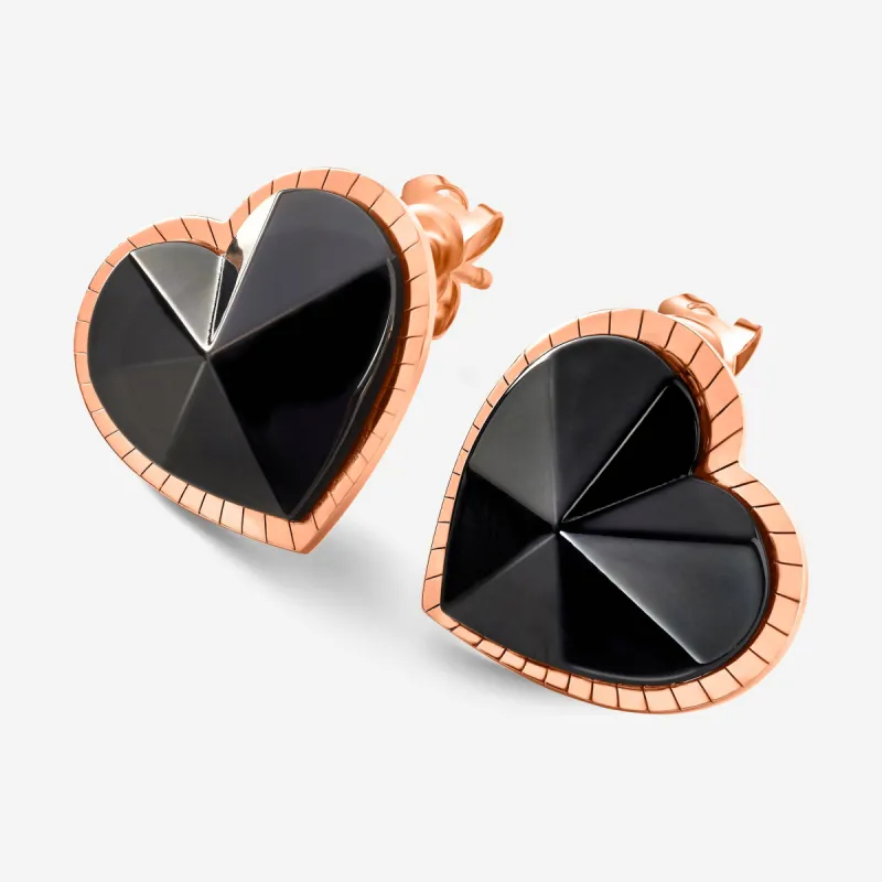 Baccarat 18K Gold Plated on Sterling Silver , Black Crystal Heart Earrings 2812897 made by Baccarat