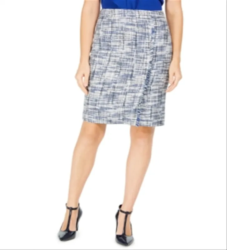 Calvin Klein Women's Tweed Pencil Skirt Blue Size 2 sold by Ruumur