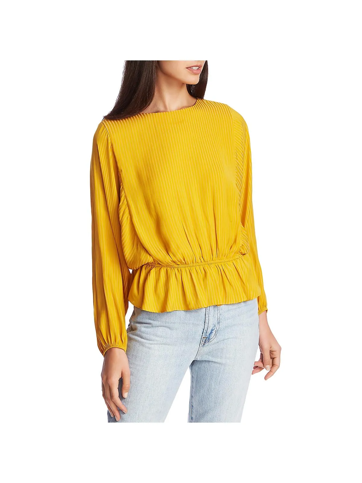 1.STATE Women's Long Sleeve Jewel Neck Peplum Top Yellow sold by Ruumur product image thumbnail 5