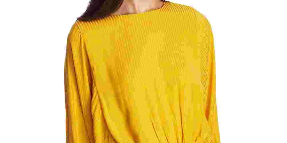 1.STATE Women's Long Sleeve Jewel Neck Peplum Top Yellow sold by Ruumur product image thumbnail 2