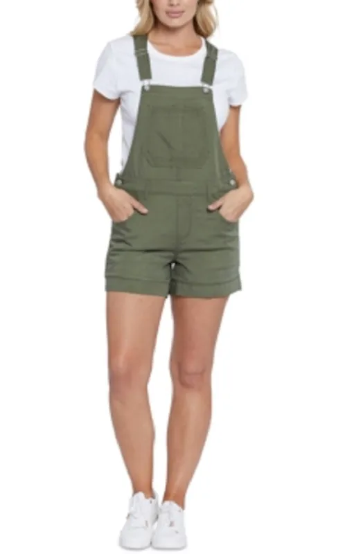 Seven7 Women's Pocketed Adjustable Bib Shortalls Sleeveless Square Neck Romper Green Size Small sold by Ruumur