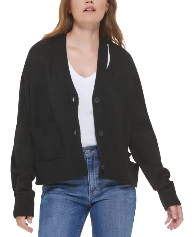 Calvin Klein Women's Cutout V Neck Cardigan Black Size Small sold by Ruumur