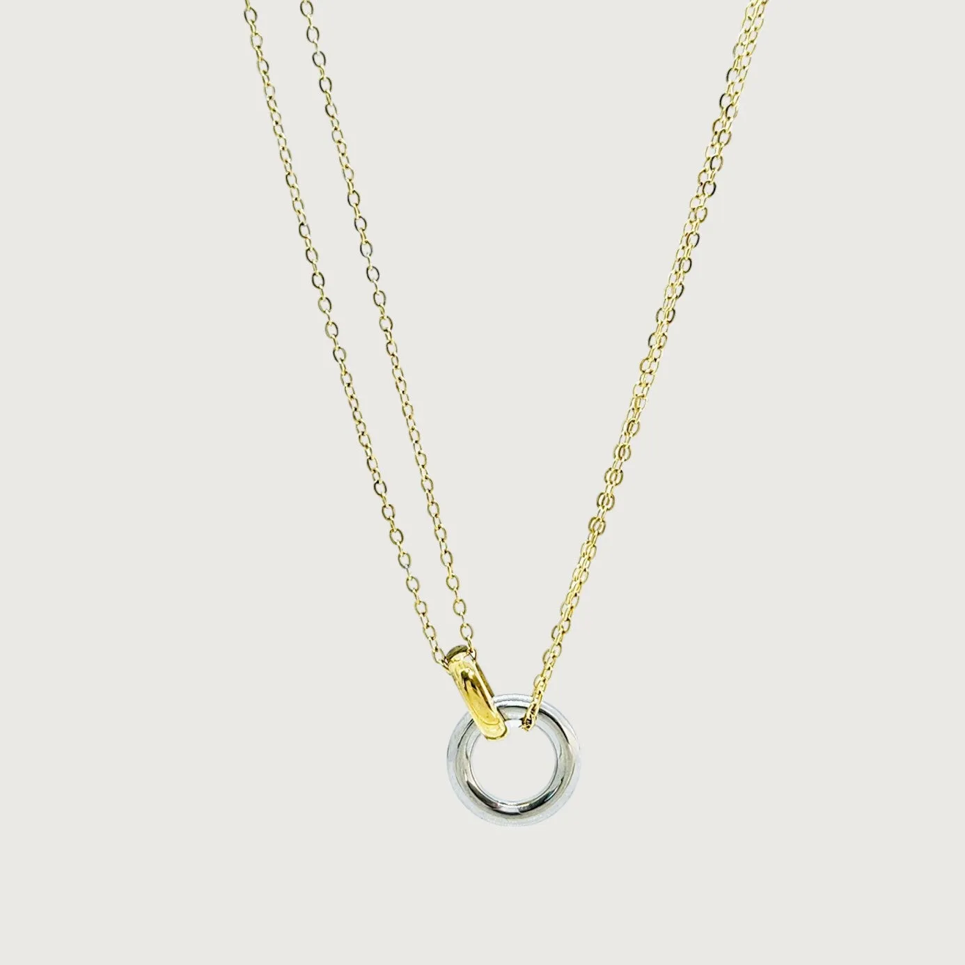 Double Chain Interlocking Circle Hypoallergenic Necklace sold by Ruumur product image thumbnail 2