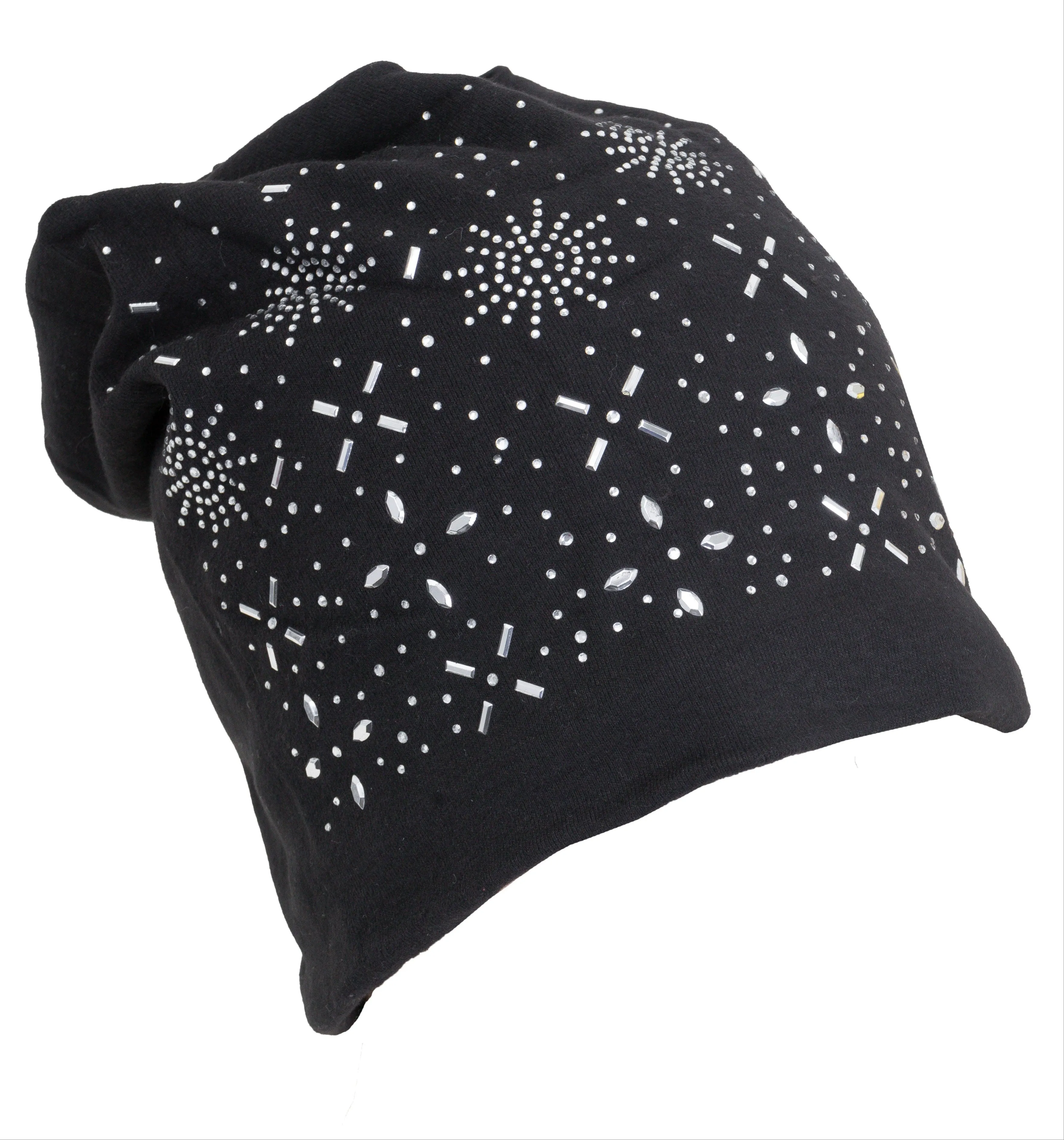 Rebecca and Rifka Knitted Metallic Painted Beanie with Pompom(BW-124-BK) sold by Ruumur