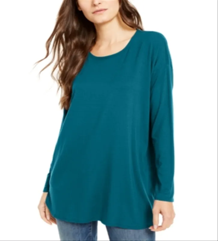 Eileen Fisher Women's Scoop Neck Tunic Green Size X-Large made by Ruumur