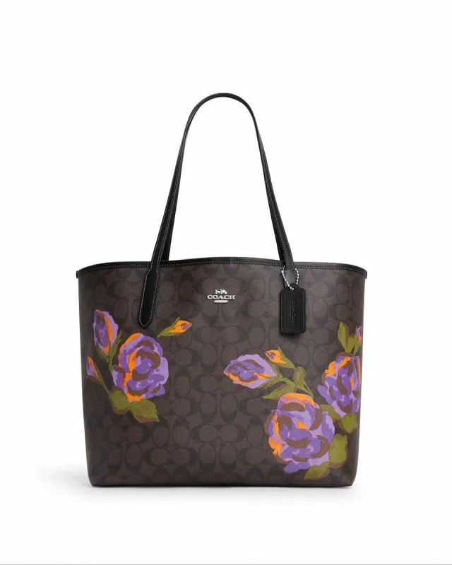 Coach City Tote In Signature Canvas With Rose Print sold by Ruumur