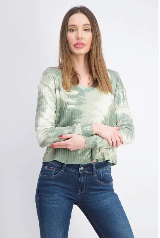 Crave Fame Juniors' Cozy Ribbed Tie-Dyed Top Green Size Small sold by Ruumur