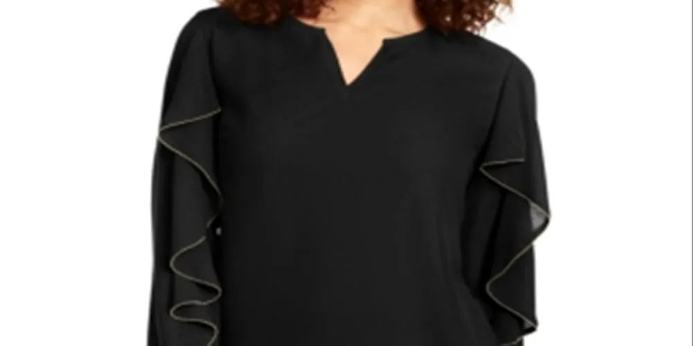 Thalia Sodi Women's Embellished Ruffle Sleeve Top Black Size Medium sold by Ruumur product image thumbnail 2
