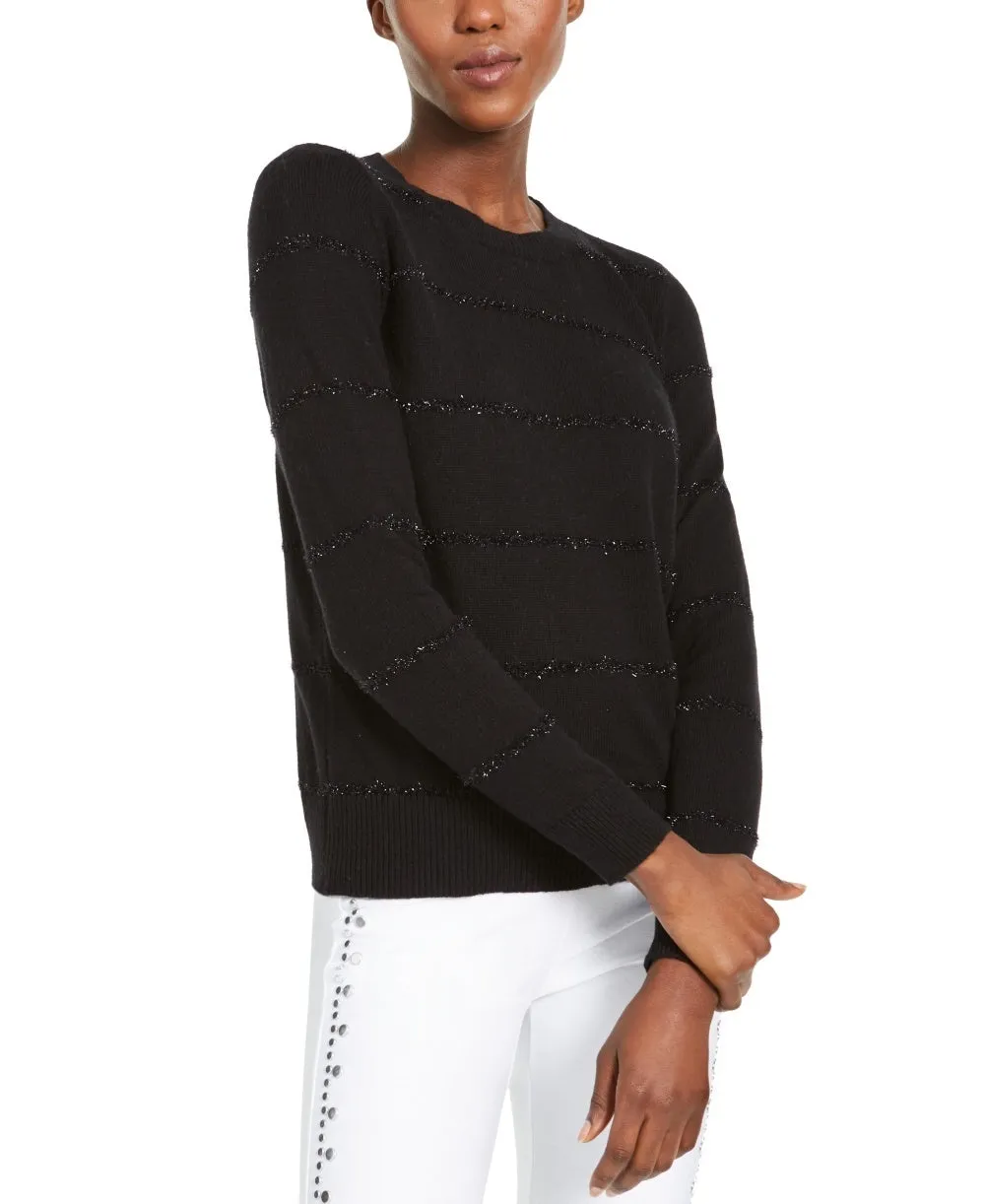 Michael Kors Women's Tinsel-Striped Sweater Regular & Petite Black Size Small sold by Ruumur