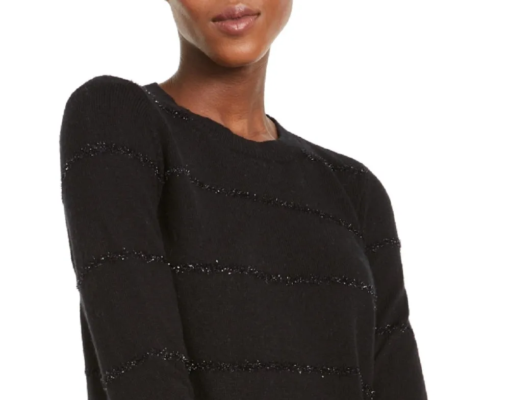 Michael Kors Women's Tinsel-Striped Sweater Regular & Petite Black Size Small sold by Ruumur product image thumbnail 2