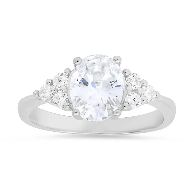 Sterling Silver Oval-cut CZ Ring sold by Ruumur