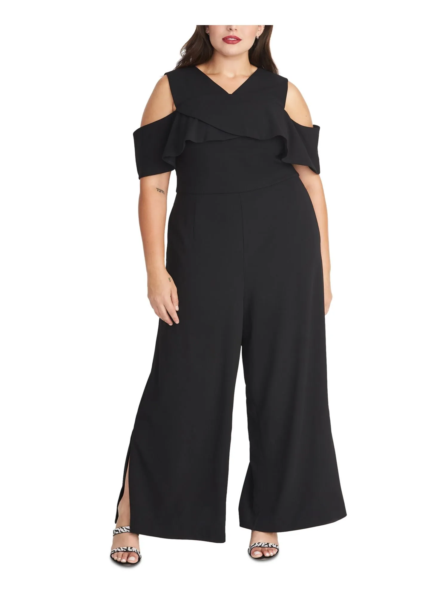 Rachel Roy Women's Plus Crisscross Ruffle Jumpsuit Black Size Petite Small sold by Ruumur