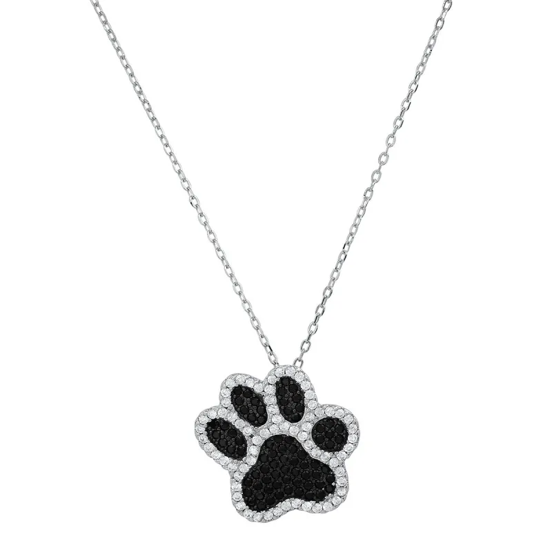 Sterling Silver CZ Doggy Paw Pendant sold by Ruumur