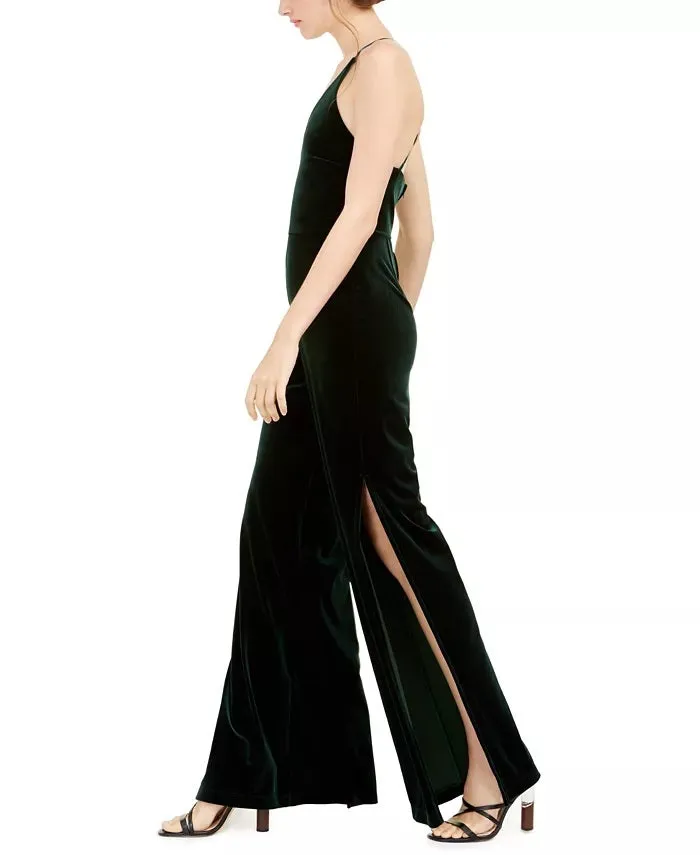 Teeze Me Women's Juniors' Velvet Jumpsuit Green Size 1 sold by Ruumur product image thumbnail 3