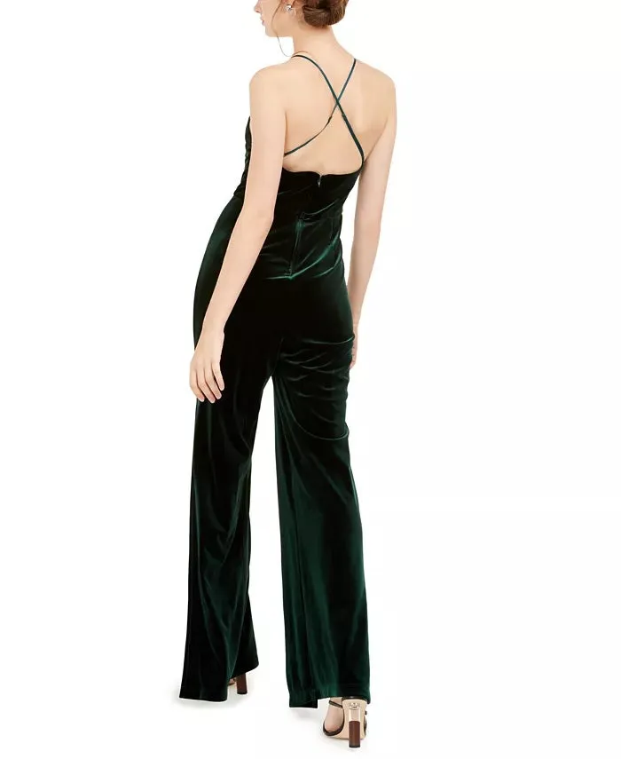 Teeze Me Women's Juniors' Velvet Jumpsuit Green Size 1 sold by Ruumur product image thumbnail 2