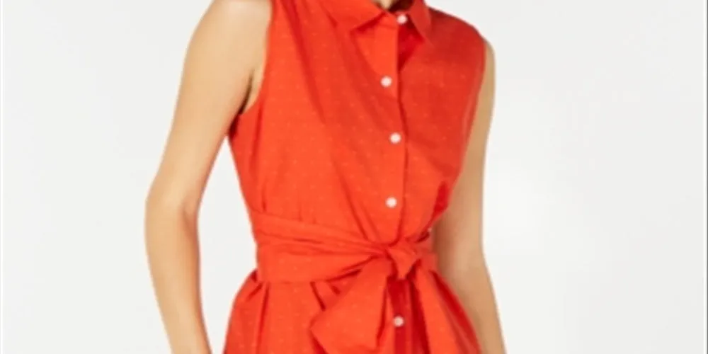 Tommy Hilfiger Women's Tie-Waist Cotton Sleeveless Top - Campos Clip- Grenadine Multi Red Size Medium sold by Ruumur product image thumbnail 2