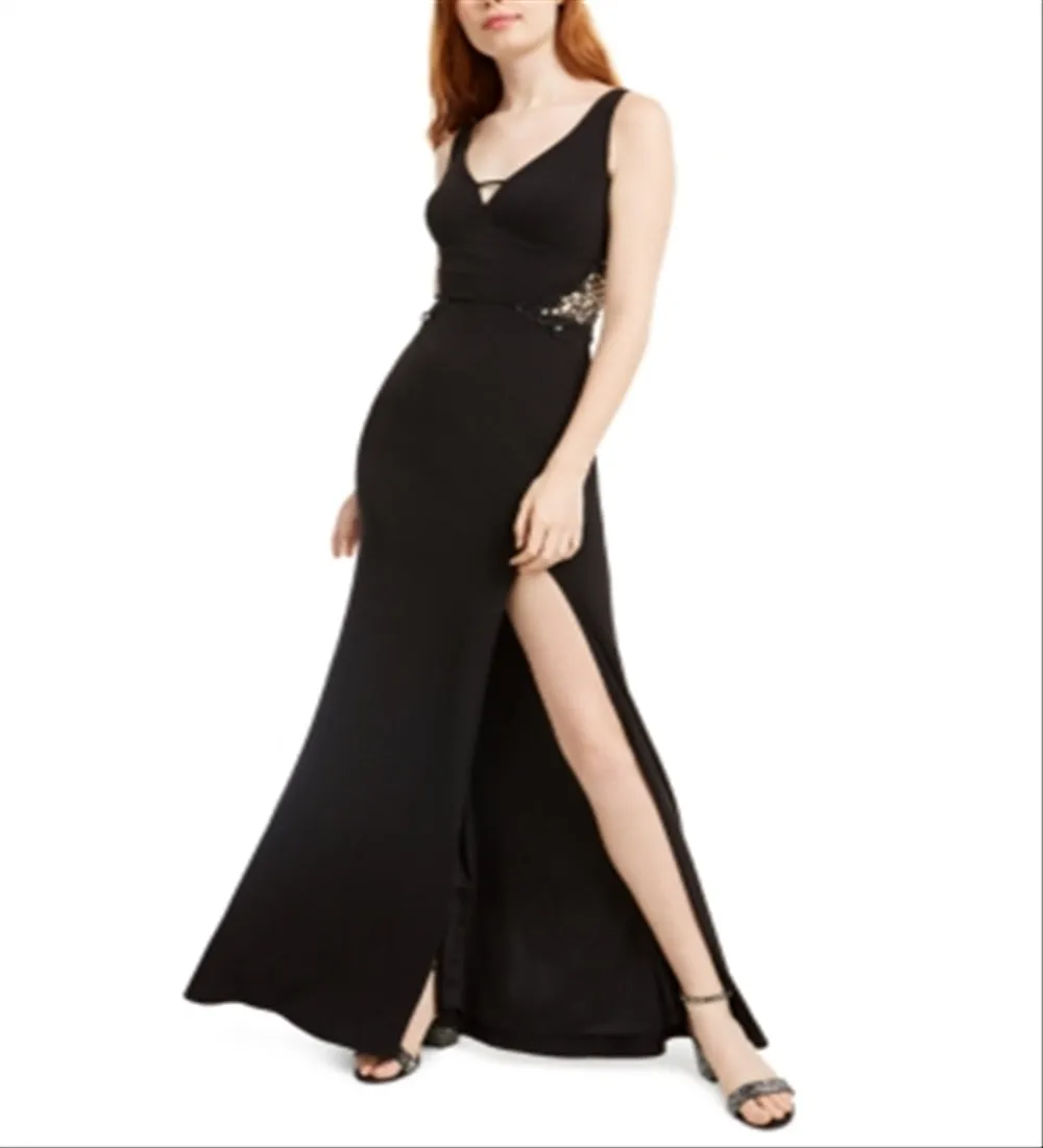 CITY TRIANGLES Women's Sleeveless V Neck Maxi Sheath Evening Dress Black Size 7 sold by Ruumur product image thumbnail 4