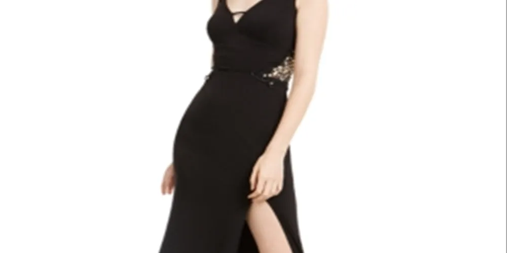 CITY TRIANGLES Women's Sleeveless V Neck Maxi Sheath Evening Dress Black Size 7 sold by Ruumur product image thumbnail 5