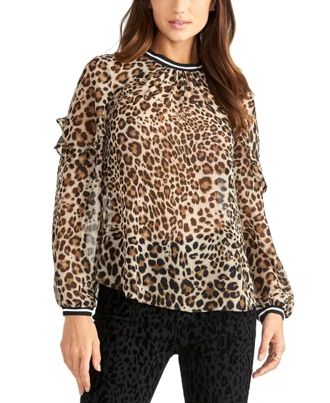 Rachel Rachel Roy Women's Sheer Leopard-Print Top Brown Size 10 sold by Ruumur