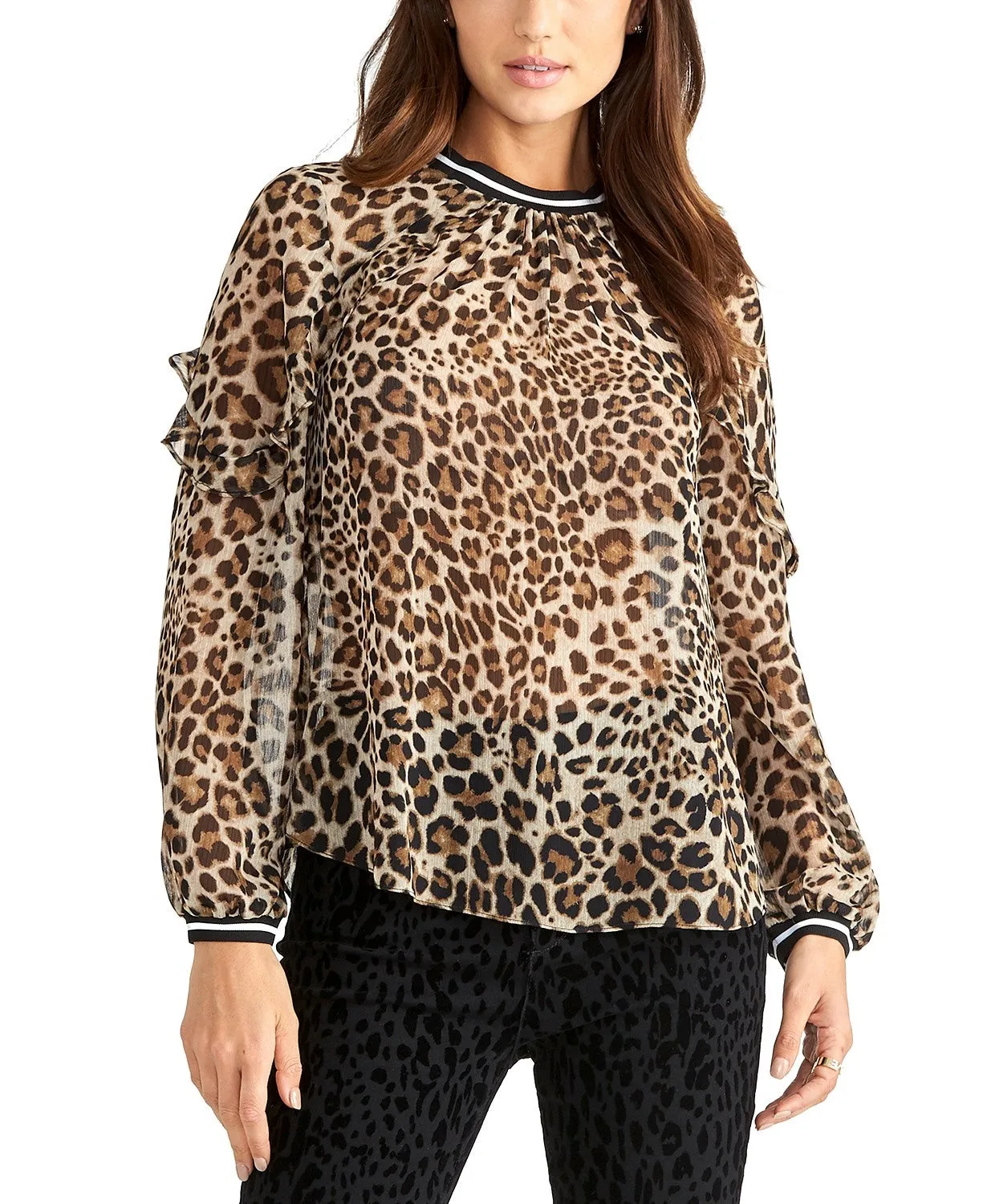Rachel Rachel Roy Women's Sheer Leopard-Print Top Brown Size 10 sold by Ruumur