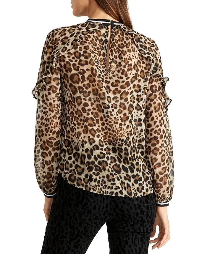 Rachel Rachel Roy Women's Sheer Leopard-Print Top Brown Size 10 sold by Ruumur product image thumbnail 2