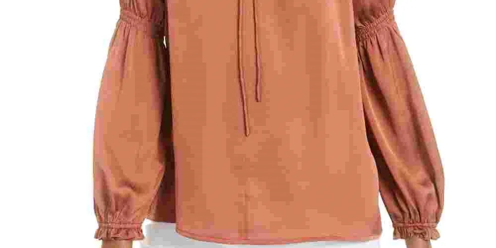 Current Air Women's Brown Tie-Neck Blouse Orange Size Small sold by Ruumur product image thumbnail 3