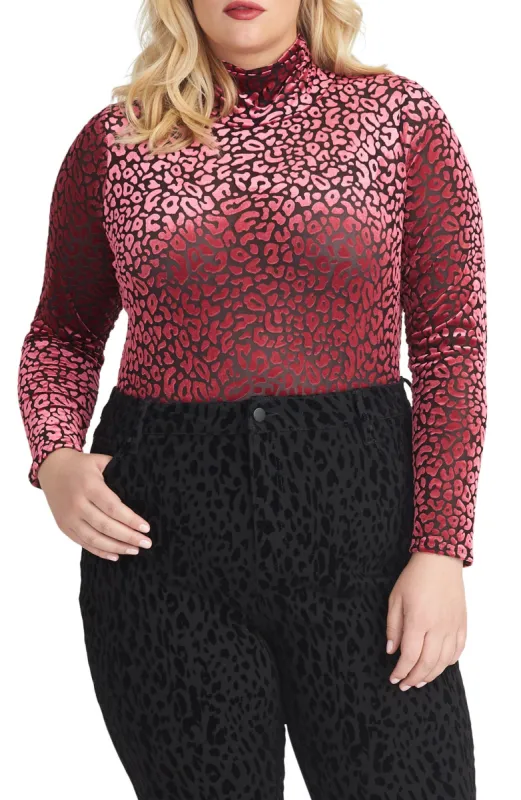 Rachel Rachel Roy Women's Plus Size Val Leopard Turtleneck Top  Pink Size 1X sold by Ruumur