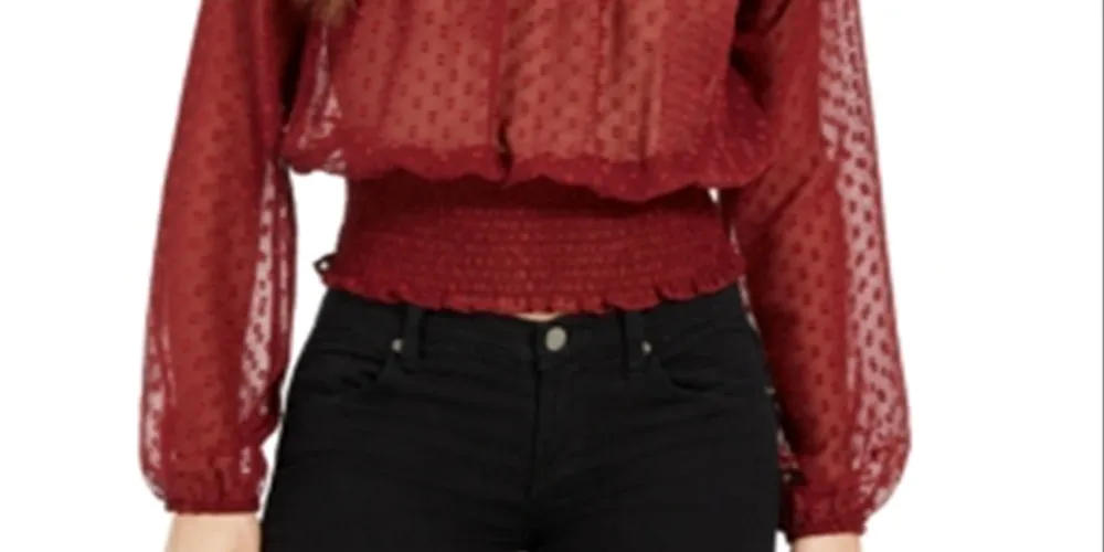 Love ,Fire Women's Solid Smocked Top Red Size Medium sold by Ruumur product image thumbnail 3