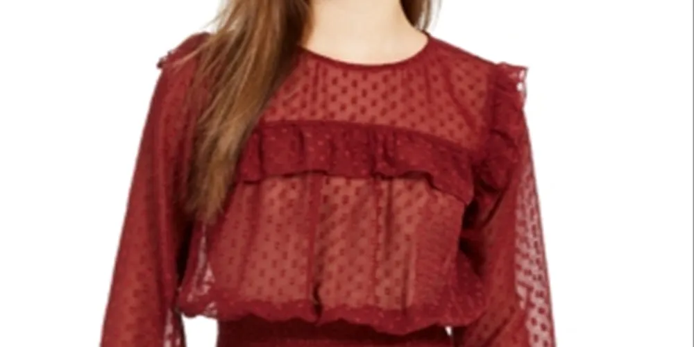 Love ,Fire Women's Solid Smocked Top Red Size Medium sold by Ruumur product image thumbnail 2