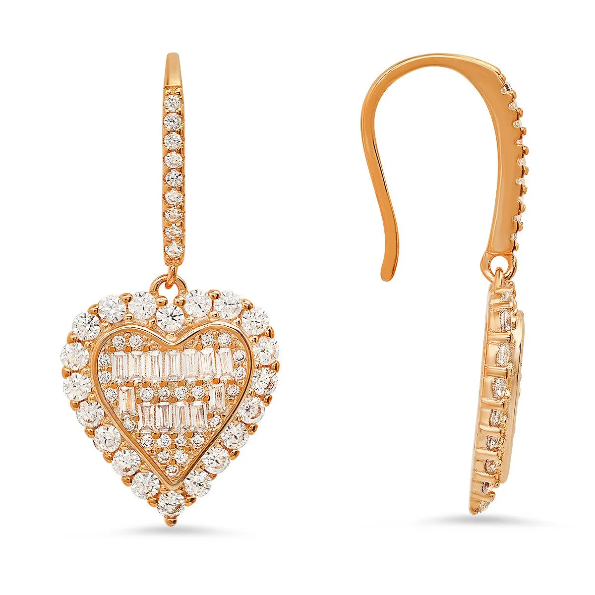 Sterling Silver Baguette CZ Halo Fishhook Earrings sold by Ruumur product image thumbnail 3