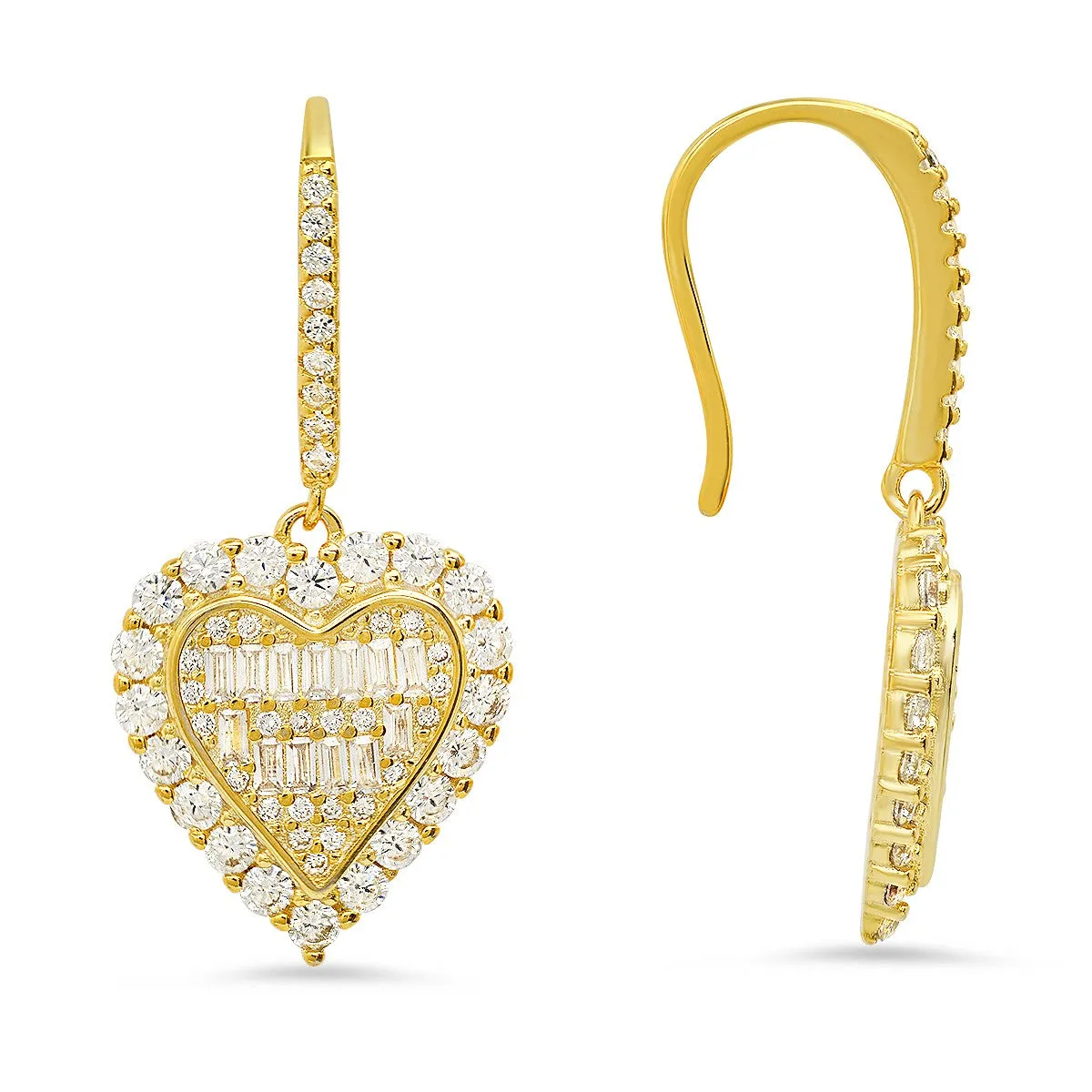 Sterling Silver Baguette CZ Halo Fishhook Earrings sold by Ruumur product image thumbnail 2