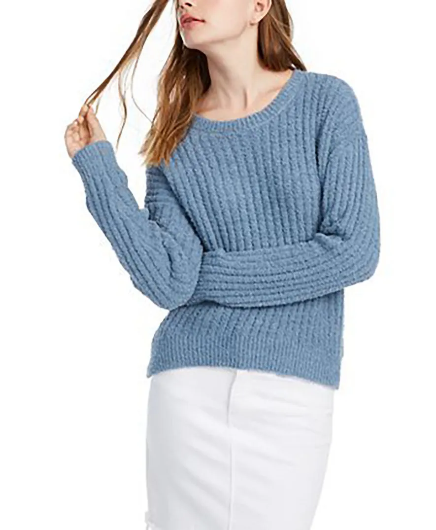 Crave Fame Juniors' Ribbed Cropped Sweater Blue Size Medium sold by Ruumur