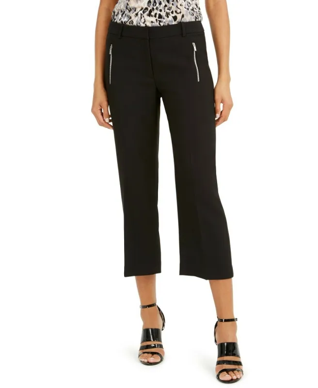 Calvin Klein Women's Zipper-Pocket Cropped Twill Pants Black Size 14 made by Calvin Klein