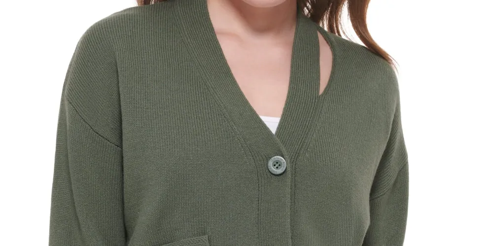 Calvin Klein Jeans Women's Cutout V Neck Cardigan Green Size X-Small sold by Ruumur product image thumbnail 2