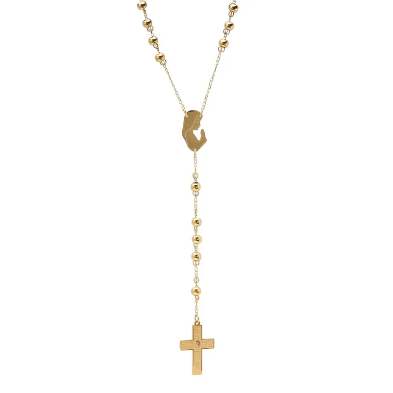 SteelTime Women's Stainless Steel Hail Mary Prayer Rosary Necklace sold by Ruumur
