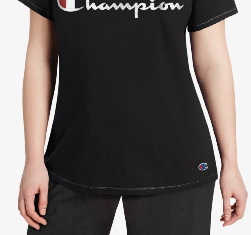 Champion Women's Logo T-Shirt Black Size 2X sold by Ruumur product image thumbnail 3