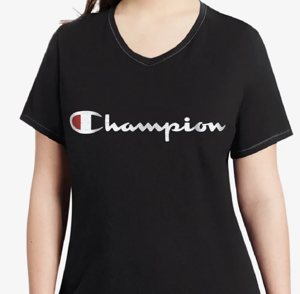 Champion Women's Logo T-Shirt Black Size 2X sold by Ruumur product image thumbnail 2