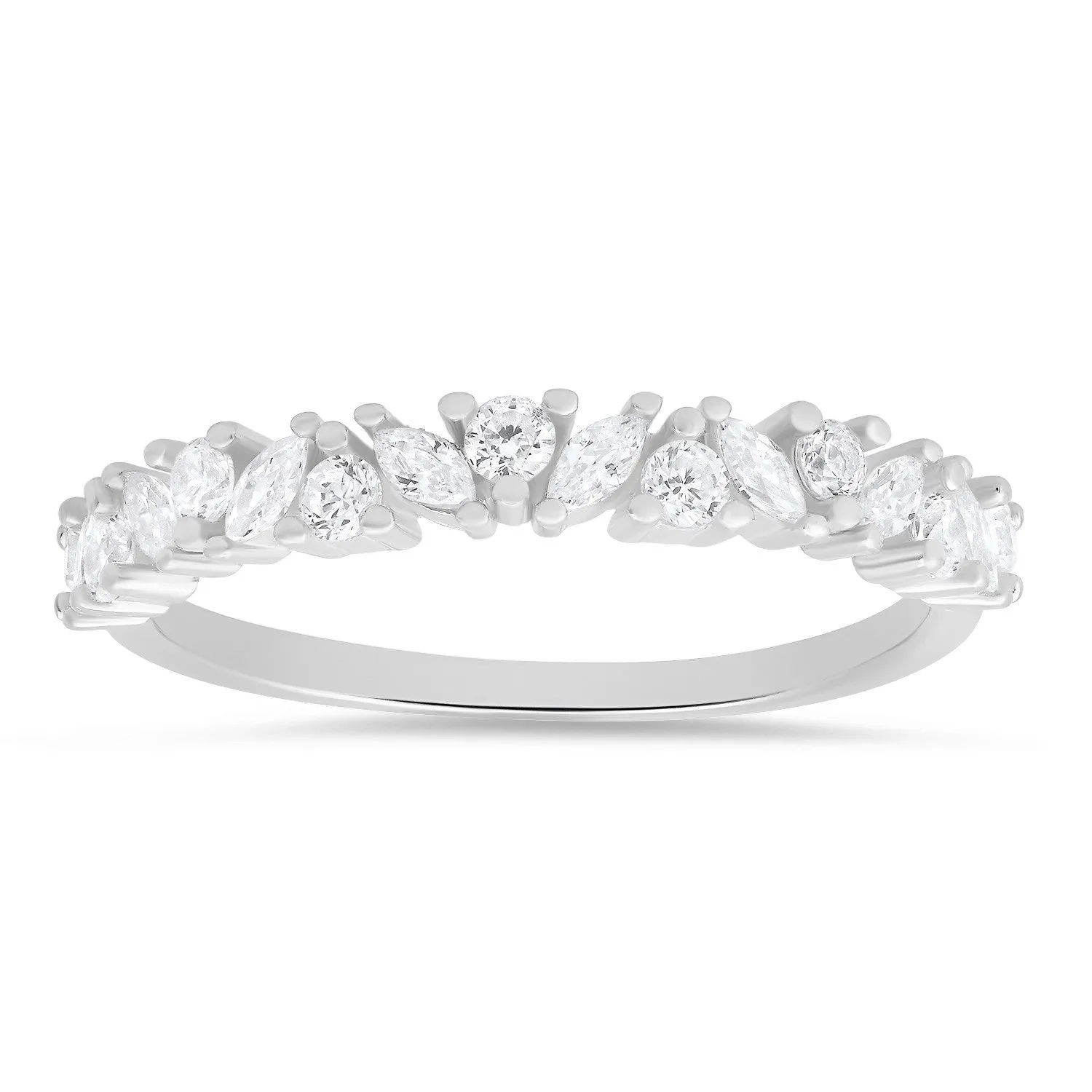 Sterling Silver Marquise-cut CZ Band Ring sold by Ruumur