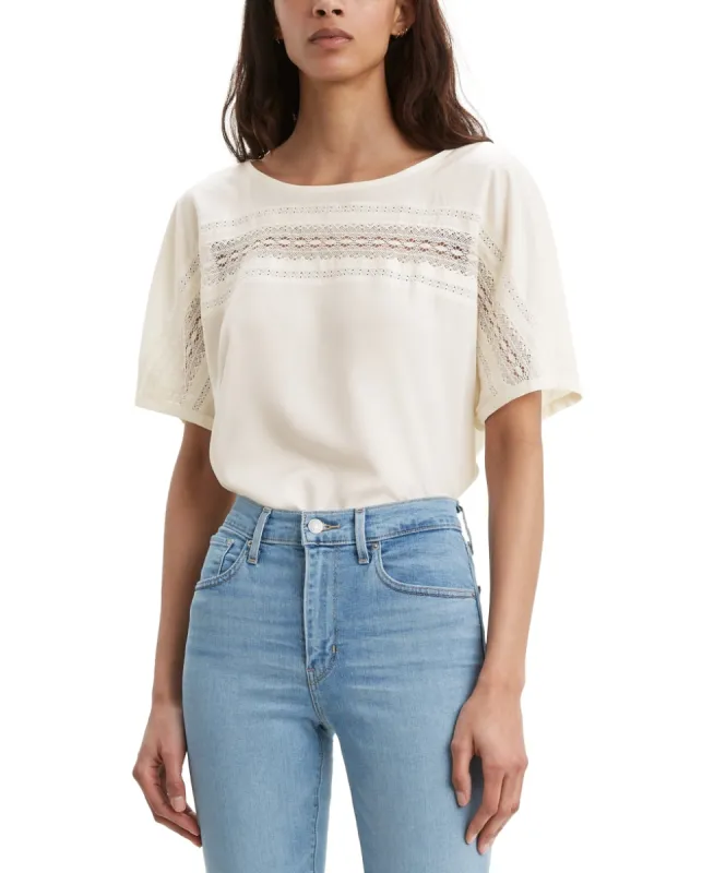 Levi's Women's Noe Lace Contrast T Shirt White Size X-Small sold by Ruumur